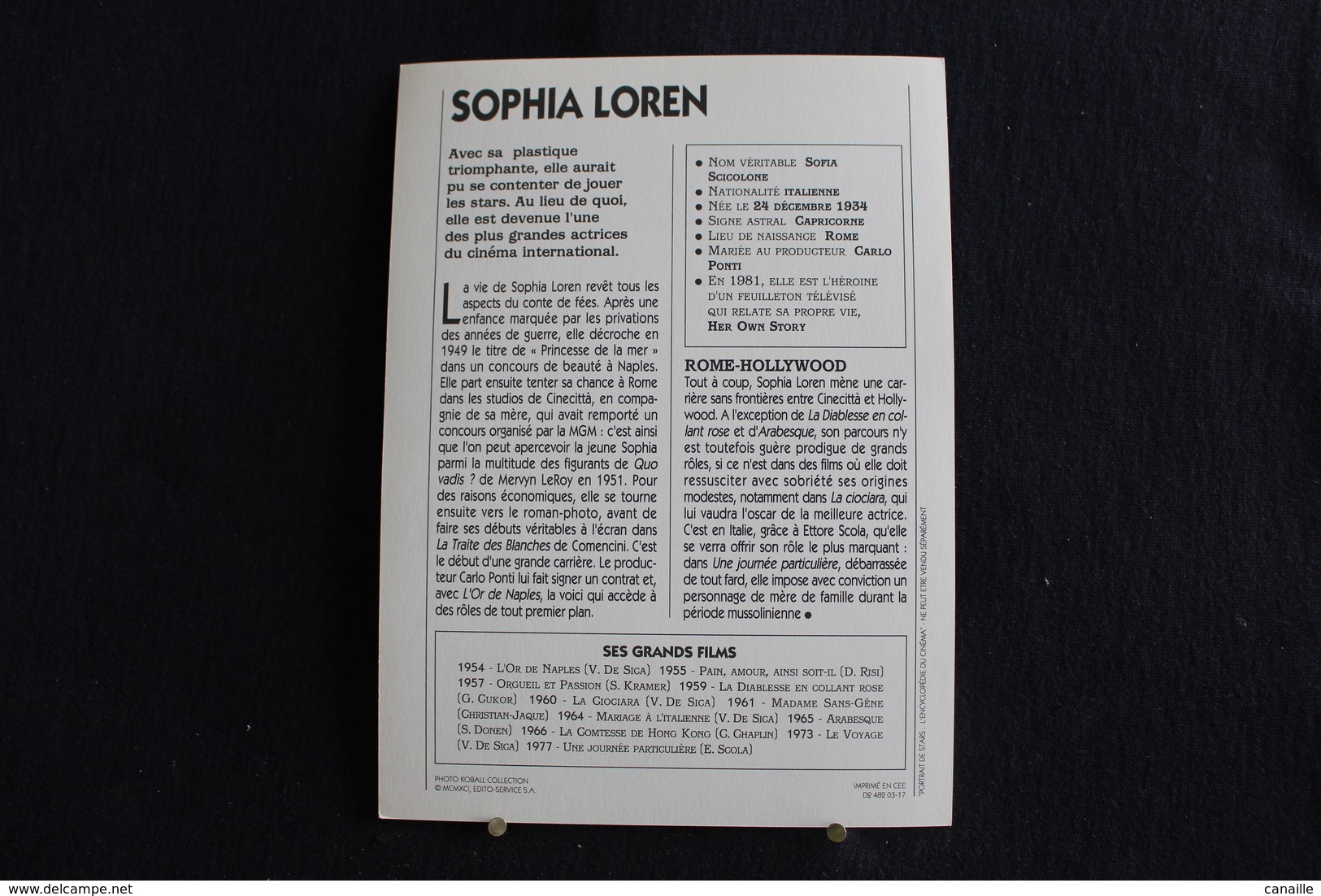 Sp-Actrice, 1960 -  Sophia Loren, Est Une Actrice Italienne, Née Le 20 Septembre 1934 à Rome. - Acteurs