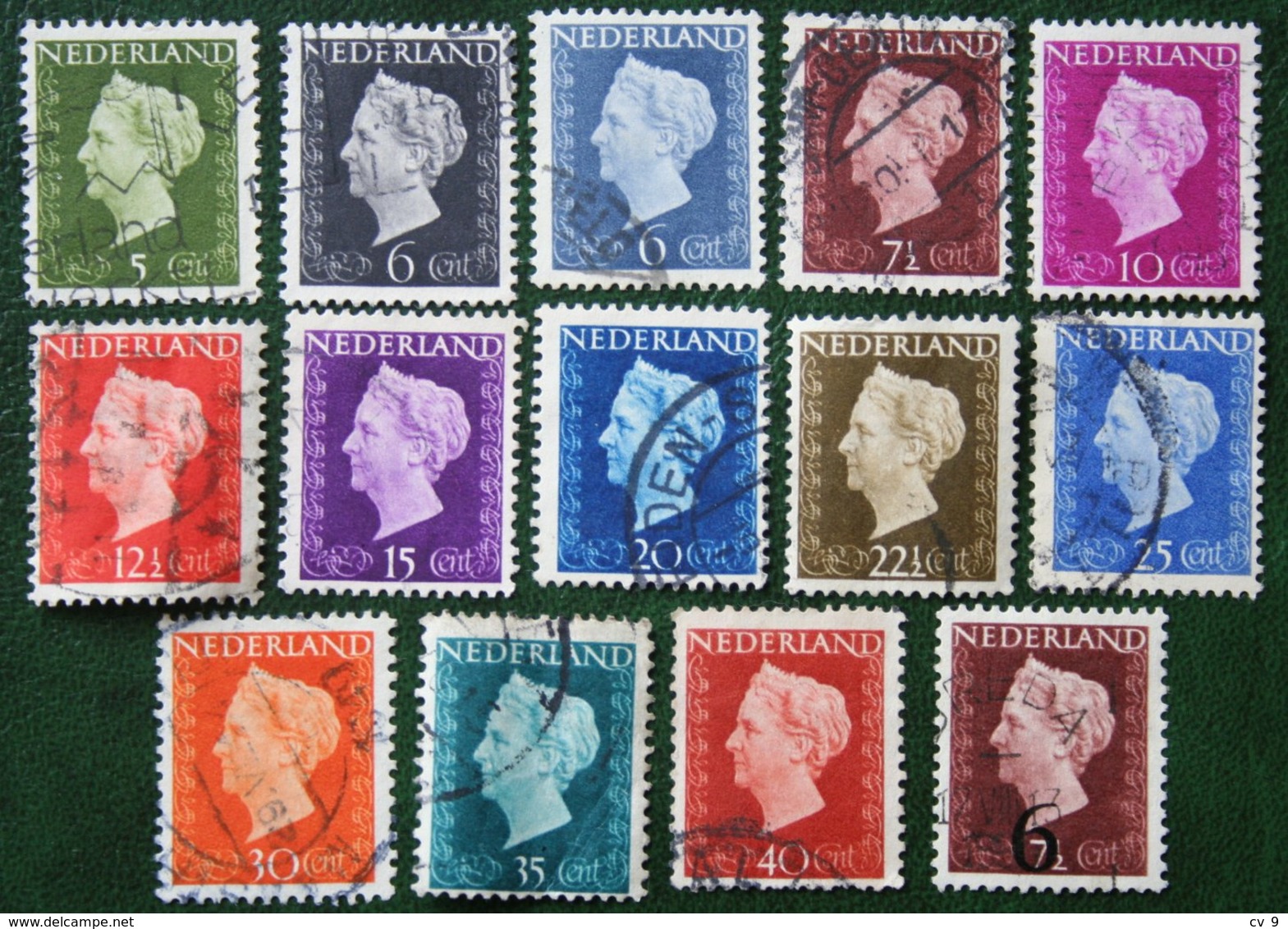 Koningin Wilhelmina NVPH 474-486 549 (Mi 477-489 551) 1947 -1948 Gebruikt / Used NEDERLAND / NIEDERLANDE - Used Stamps