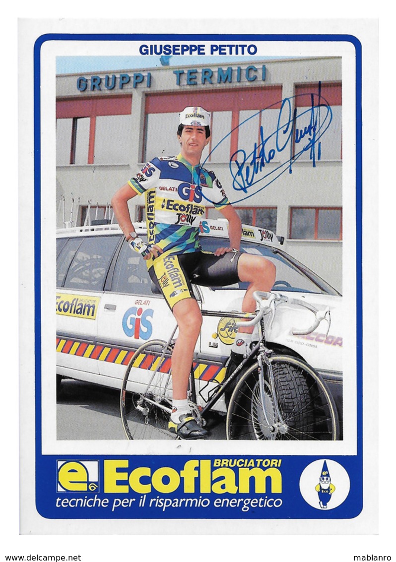 CARTE CYCLISME GIUSEPPE PETITO SIGNEE TEAM ECOFLAN GIS 1988 - Ciclismo