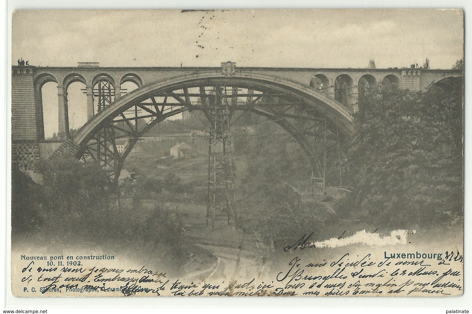 Luxembourg Nouveau Pont En Construction 10.11.1902 Gelaufen 1903 RR!! - Luxemburg - Stadt