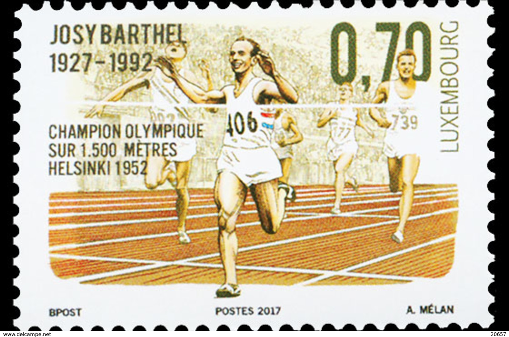 LUXEMBOURG 2065 Champion Jeux Olympiques 1500m Helsinki 1952 - Sommer 1952: Helsinki