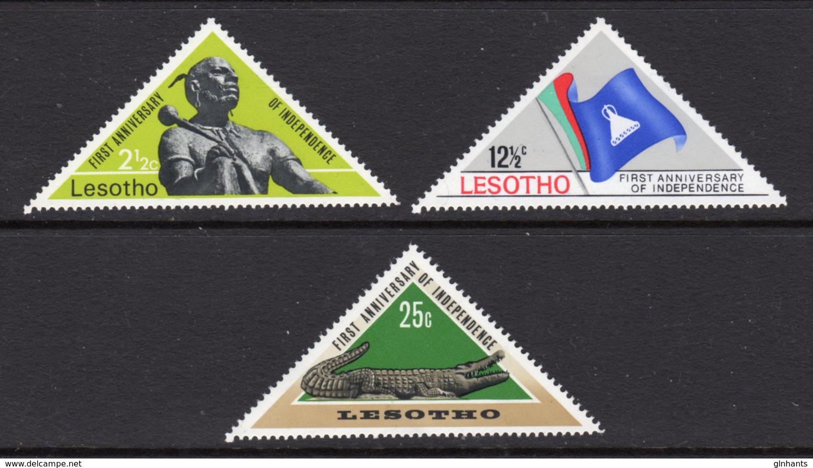 LESOTHO  - 1967 1ST INDEPENDENCE ANNIVERSARY SET (3V) FINE MOUNTED MINT MM * SG 141-143 - Lesotho (1966-...)