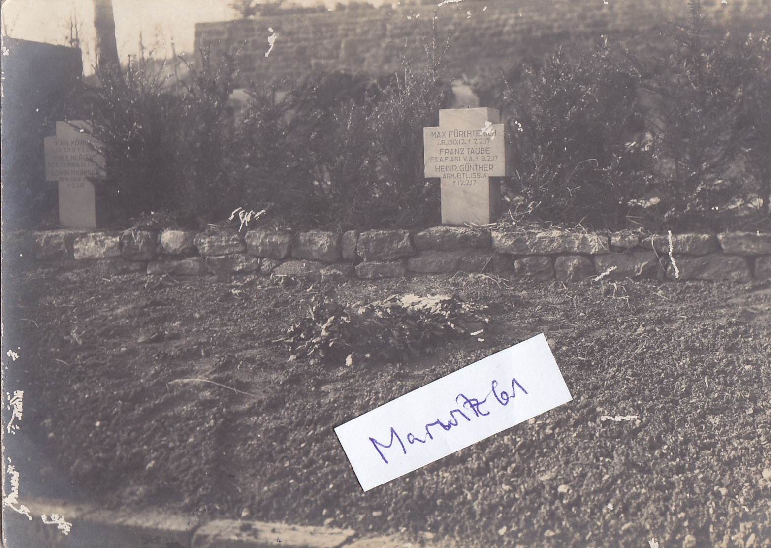 Foto Grab Friedhof IR130 Armierungs Batl. 156 Fussartillerie Ers. Abt. V A 1.Weltkrieg Ww1 14-18 German Soldier - Krieg, Militär