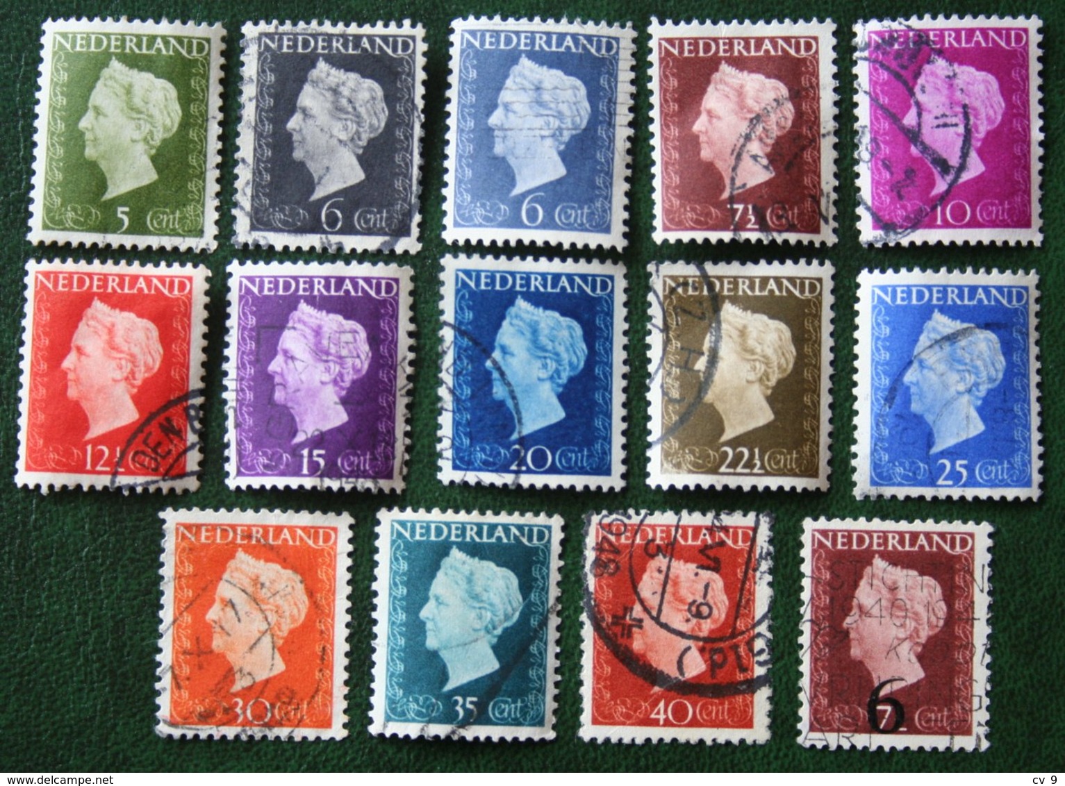 Koningin Wilhelmina NVPH 474-486 549 (Mi 477-489 551) 1947 -1948 Gebruikt / Used NEDERLAND / NIEDERLANDE - Oblitérés