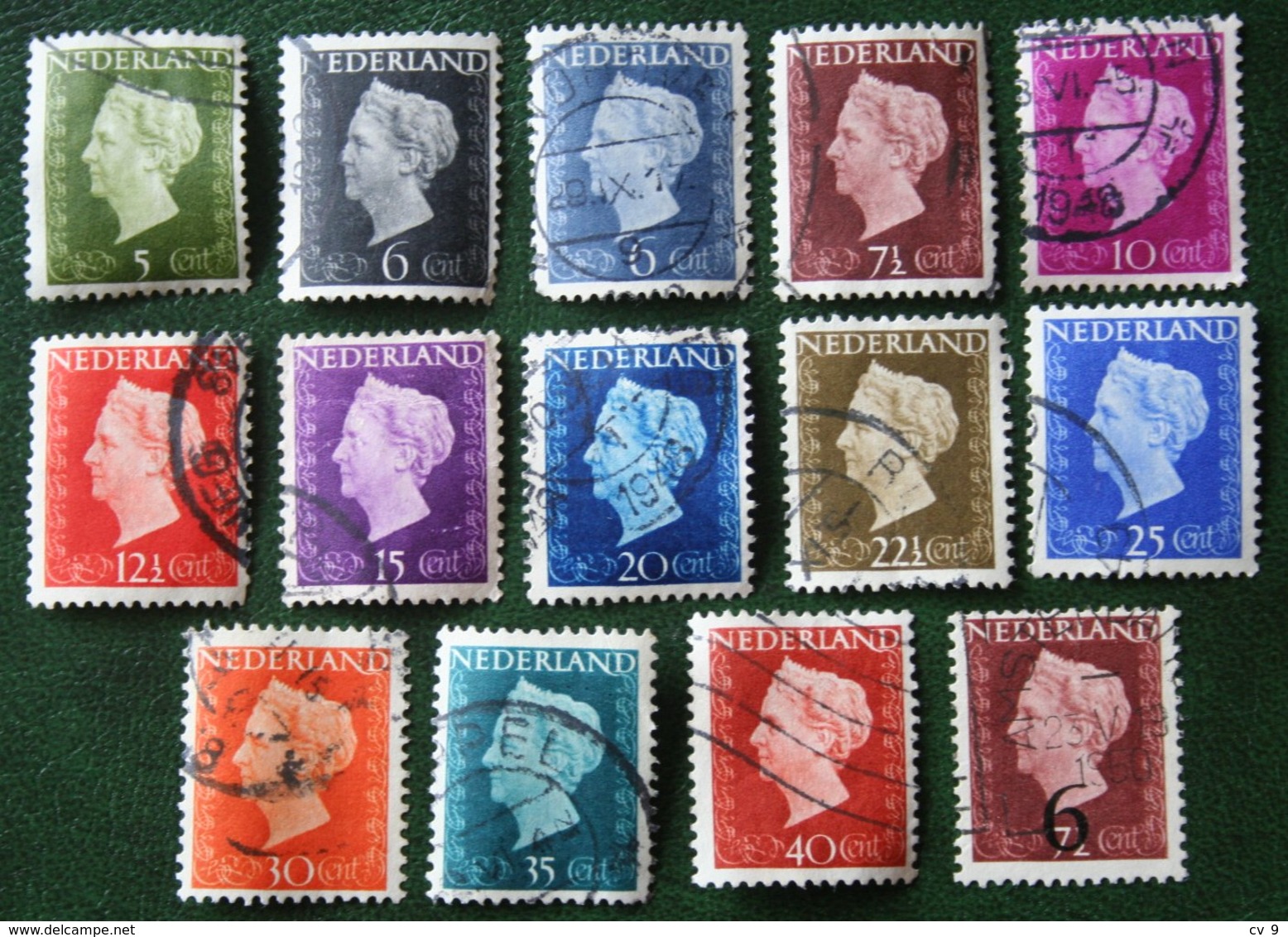 Koningin Wilhelmina NVPH 474-486 549 (Mi 477-489 551) 1947 -1948 Gebruikt / Used NEDERLAND / NIEDERLANDE - Gebraucht