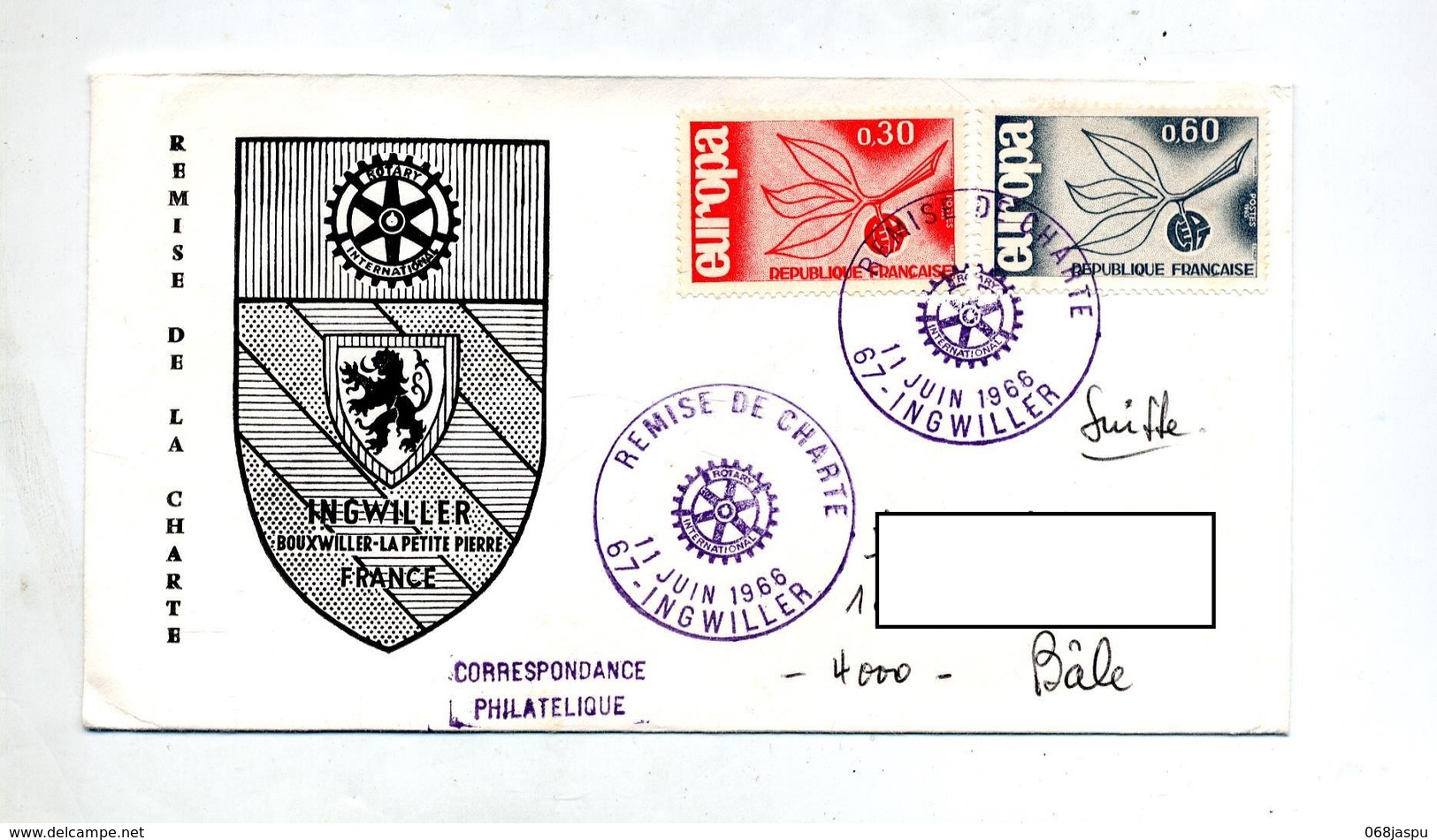 Lettre Cachet Ingwiller Remise Charte Rotary - Maschinenstempel (Sonstige)