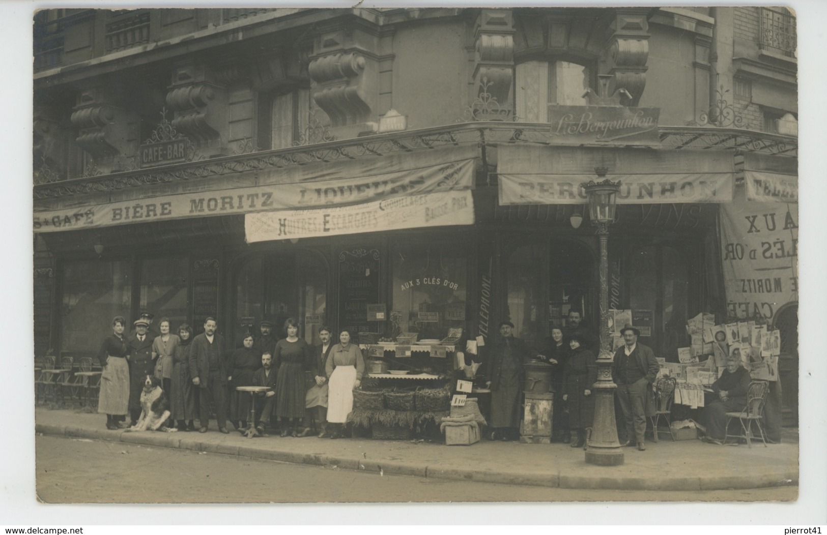 PHOTOS - COMMERCE - CAFÉ - PARIS 11ème- Belle Carte Photo Maison BERGOUNHON , Marchand De Vins Charbon 13 Rue Saint Maur - Cafés