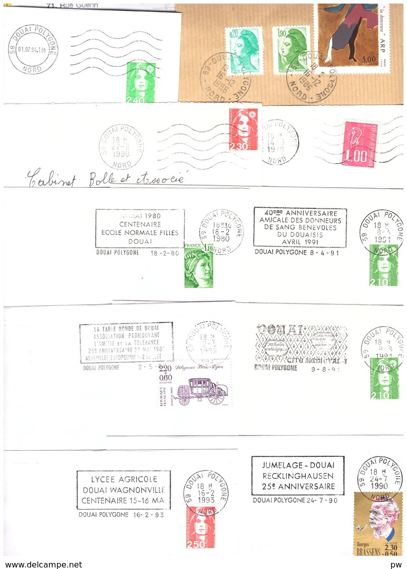 FRANCE '59 DOUAI POLYGONE' 1978/94  11 MARQUES POSTALES Et  OBLITERATIONS - 1961-....