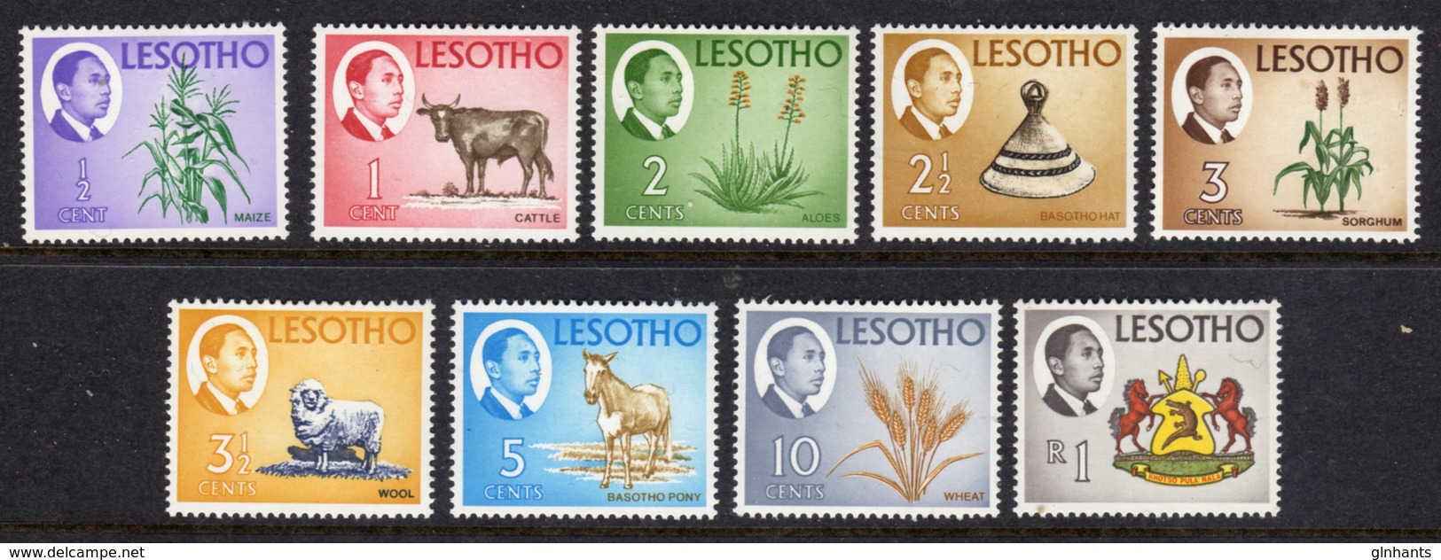 LESOTHO  - 1968 DEFINITIVE SET (9V) FINE MOUNTED MINT MM * SG 147-154, 158 - Lesotho (1966-...)