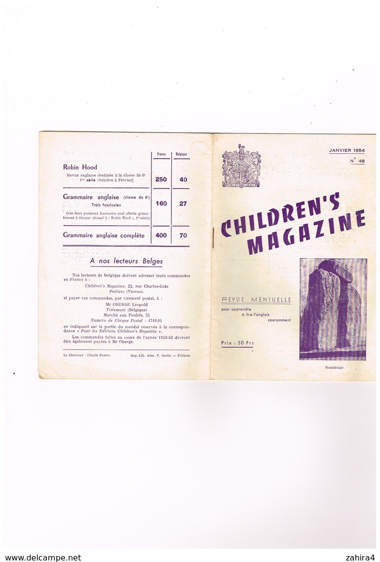 Children's Magazine N°48  Stonehenge La Publicité King Mathias Tudor England Sim The English Kissing Bough Peter Pan - Engelse Taal/Grammatica