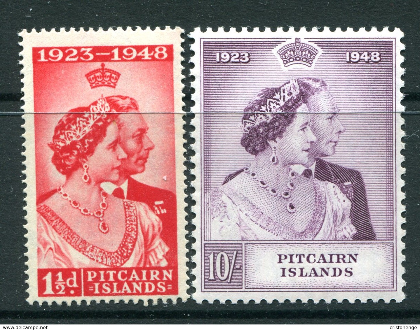 Pitcairn Islands 1949 KGVI Royal Silver Wedding - 10/- Value MNH (SG 11-12) - Pitcairninsel