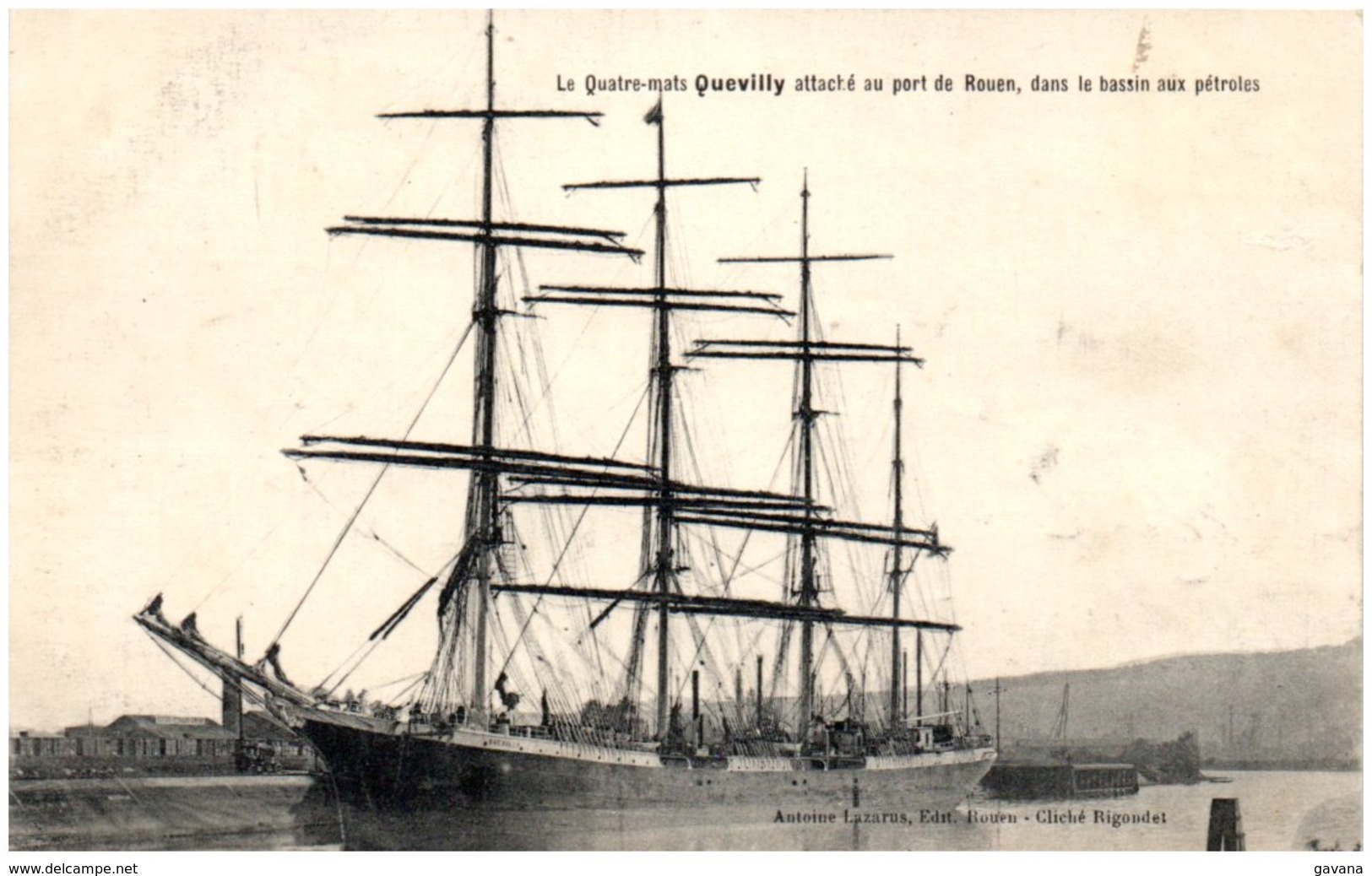 76 Le Qatre-mats "Quevilly" Attaché Au Port De ROUEN, Dans Le Bassin Aux Pétroles - Rouen
