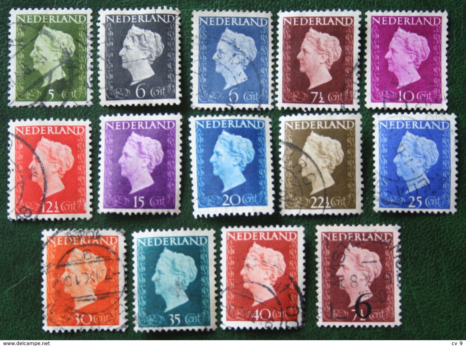 Koningin Wilhelmina NVPH 474-486 549 (Mi 477-489 551) 1947 -1948 Gebruikt / Used NEDERLAND / NIEDERLANDE - Gebraucht