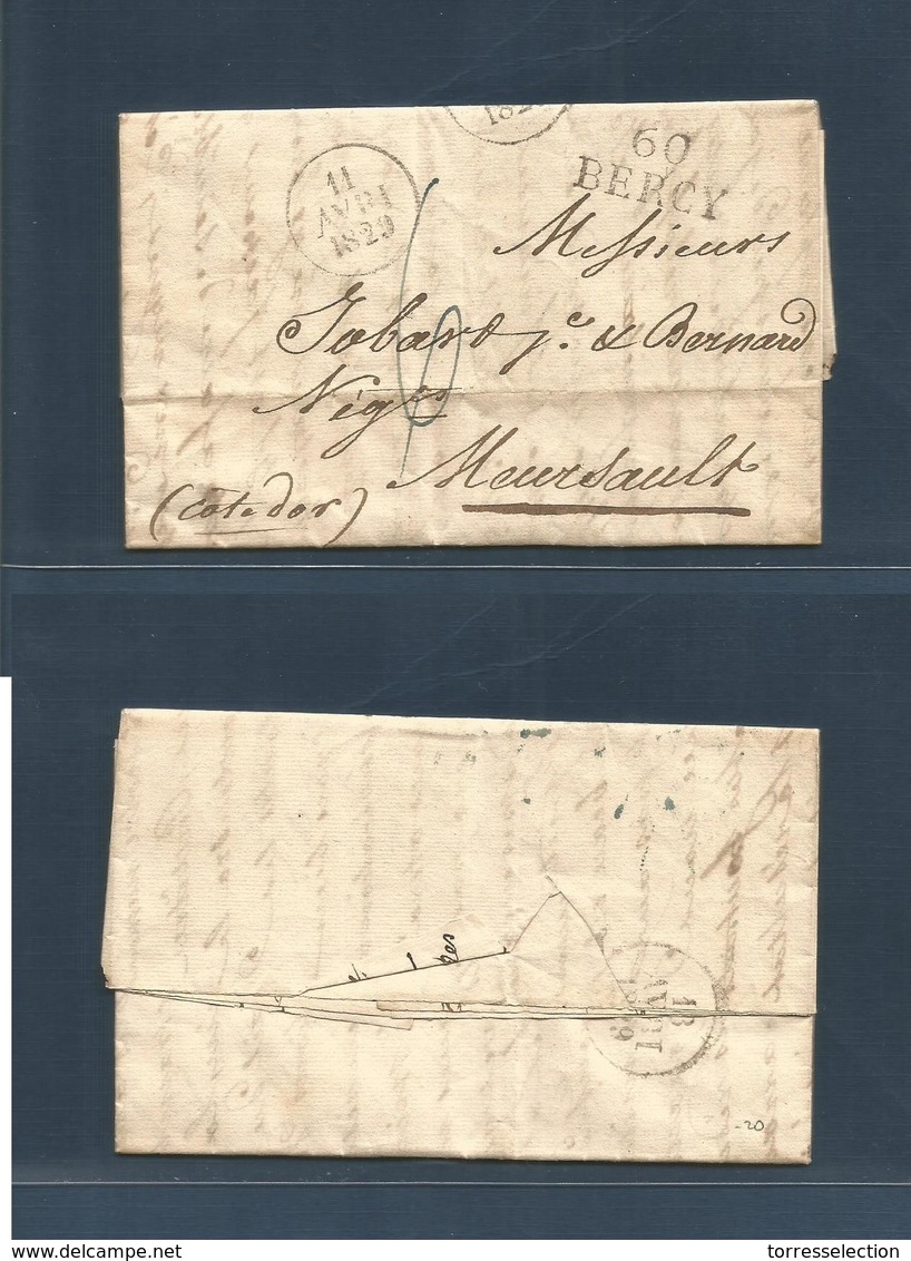 FRANCE. 1829 (10 April) Bercy - Meursault. EL Full Text, "60/Bercy" (xxx) Cachet + Mns "6" Charge. VF. - Other & Unclassified