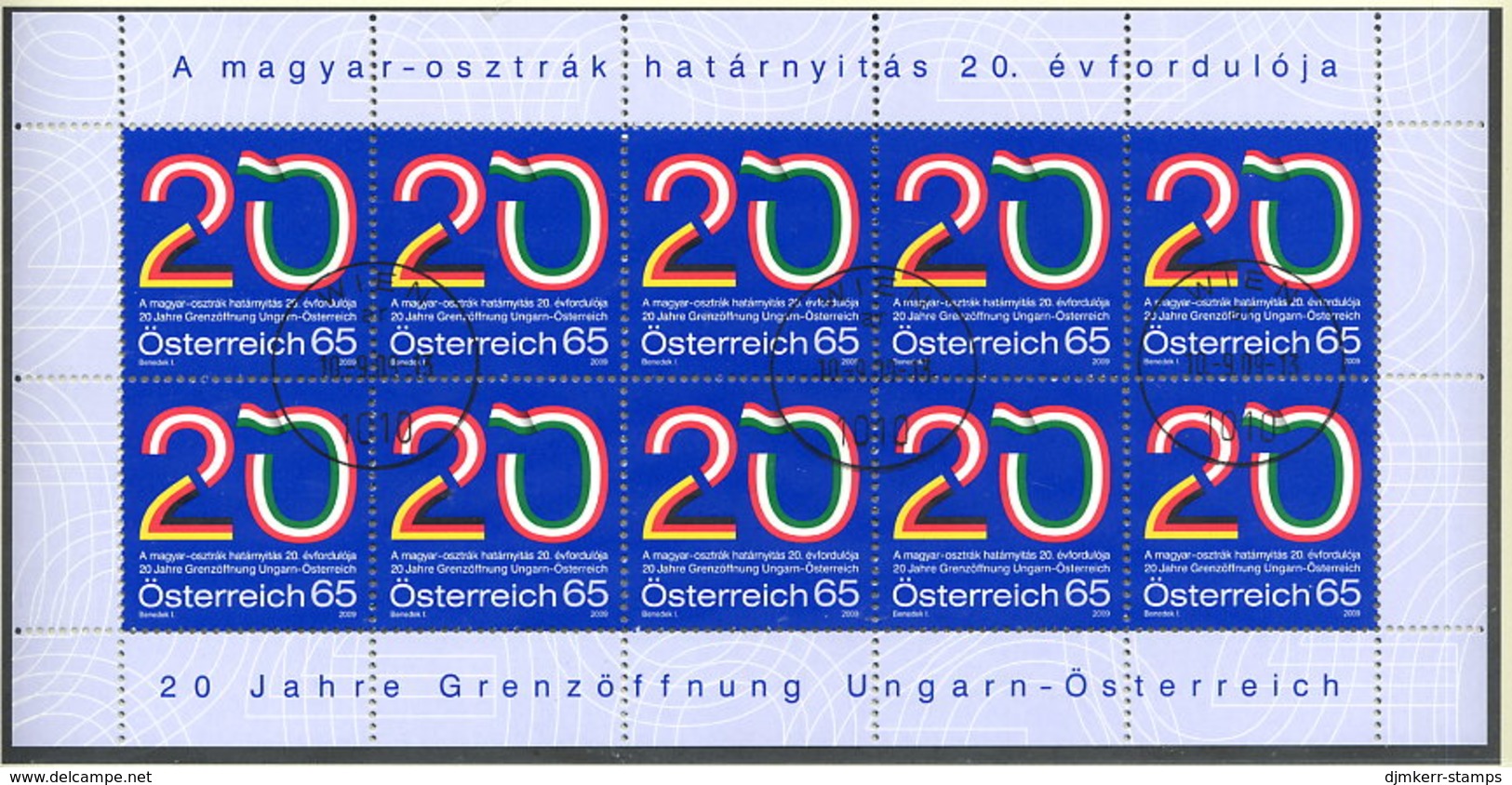 AUSTRIA 2009 Opening Of Hungarian Border Sheetlet, Cancelled.  Michel 2823 Kb - Blocs & Feuillets