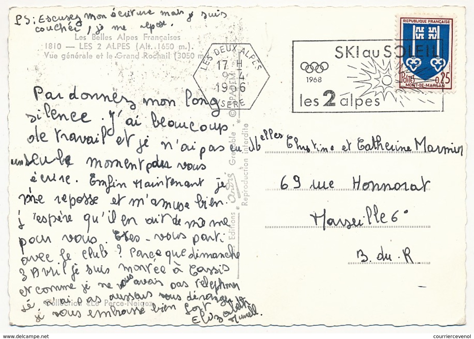 FRANCE - LES DEUX ALPES (Isère) - OMEC Avec Bloc Dateur Hexagonal - Avril 1966 - Maschinenstempel (Werbestempel)