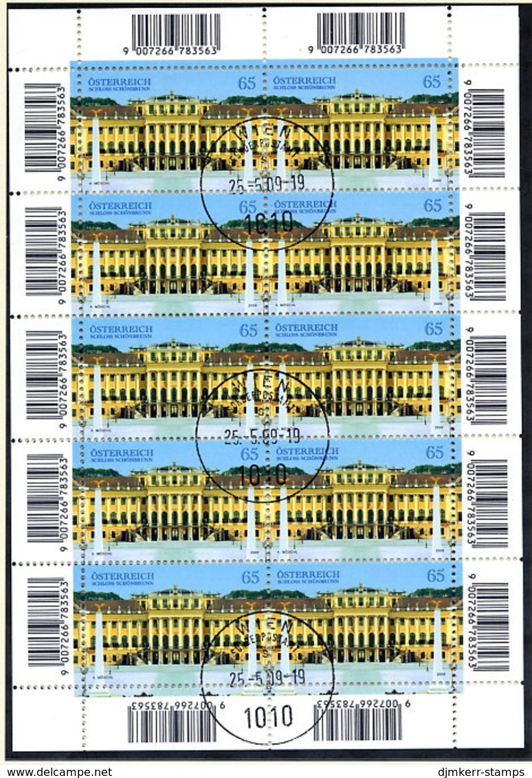 AUSTRIA 2009 Schönbrunn Palace Sheetlet, Cancelled.  Michel 2796 Kb - Blocs & Feuillets