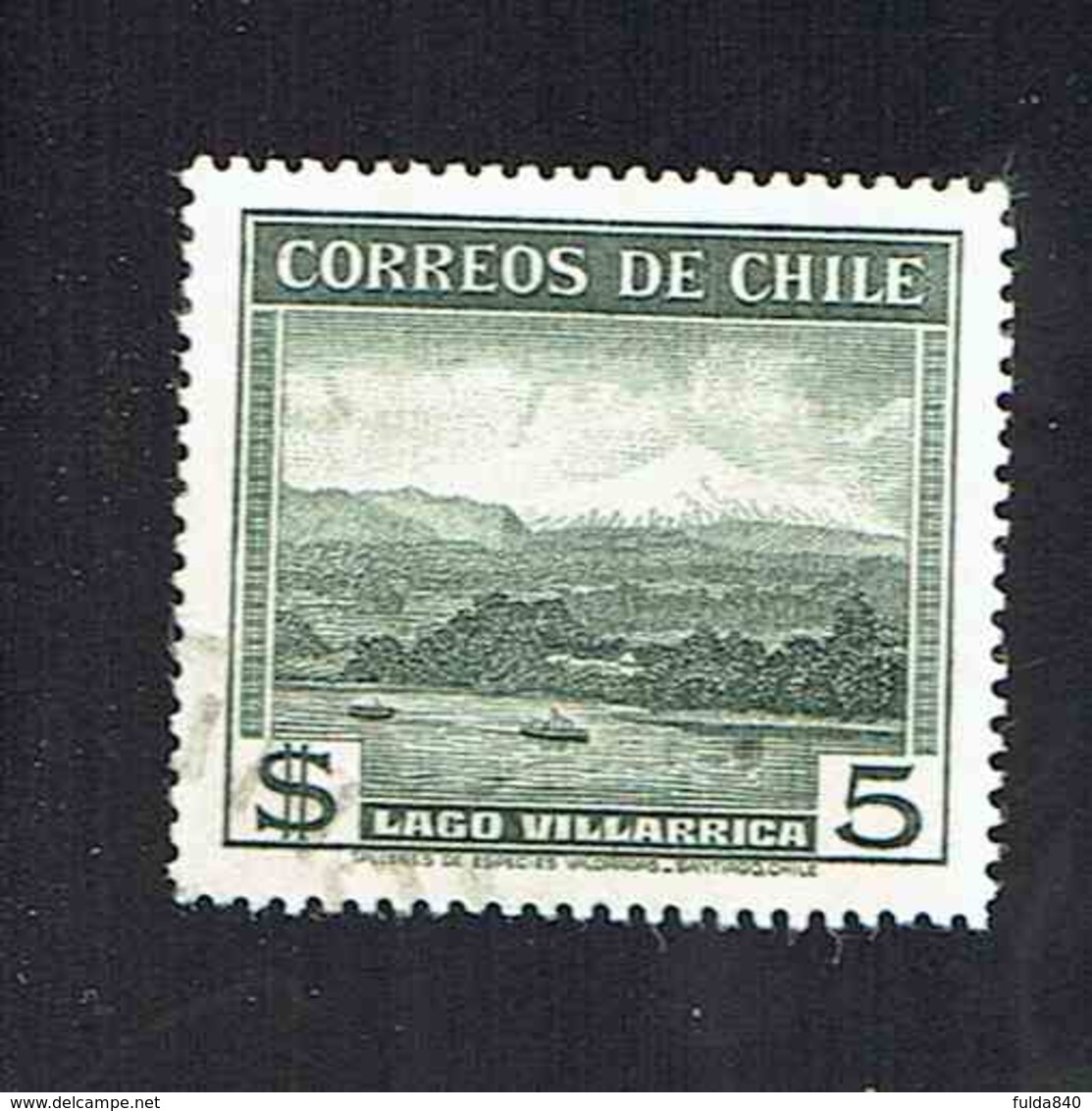 CHILI.(Y&T)   1938-40 - N°117  *Lac Villarrica*  5p.  Obl - Chili