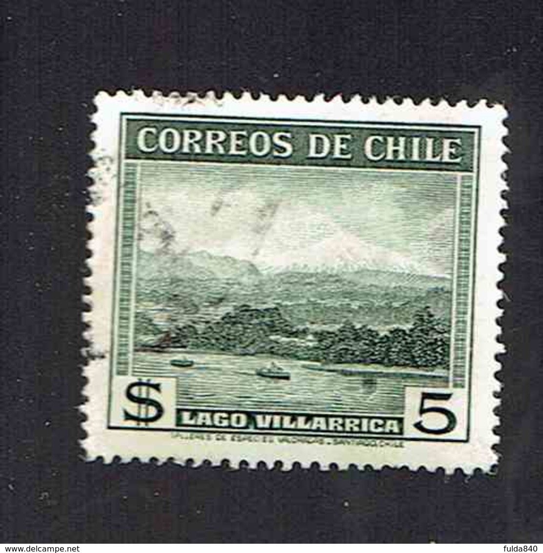 CHILI.(Y&T)   1938-40 - N°117  *Lac Villarrica*  5p.  Obl - Chili