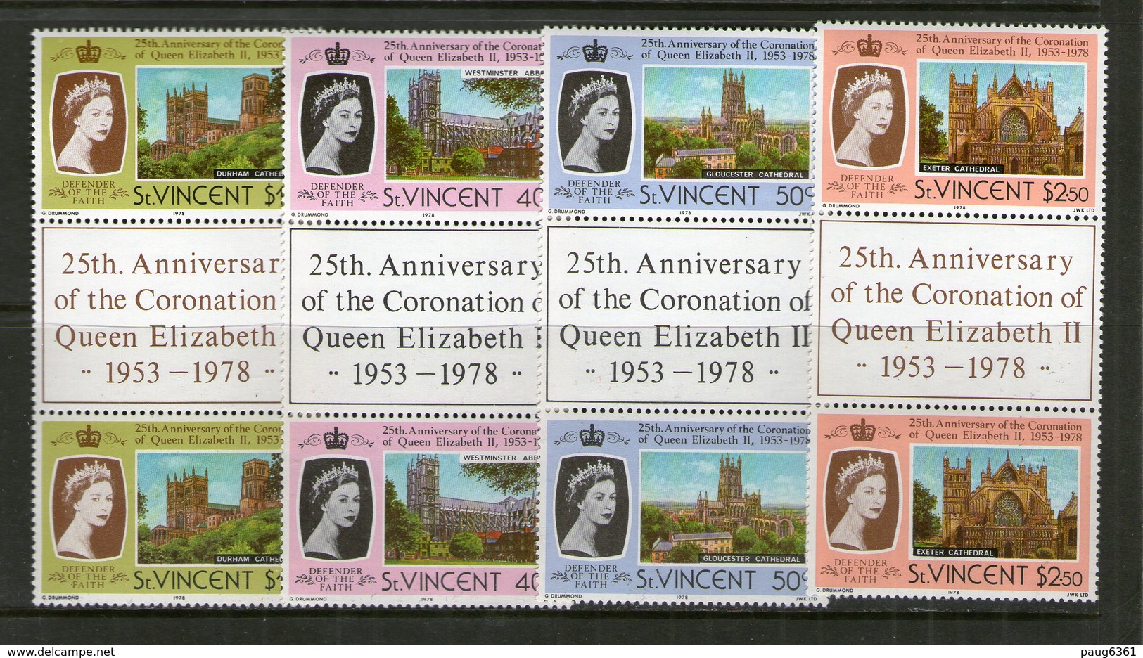 SAINT VINCENT 1978 ELIZABETH PAIRE AVEC VIGNETTE  YVERT N°511/14  NEUF MNH** - St.Vincent (1979-...)