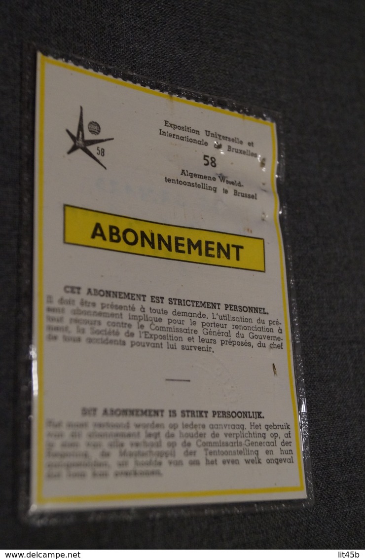 Expo 1958 ,abonnement Et Autres, Souvenir Exposition Universelle 58 Bruxelles,Grisard Nicole Artiste Peintre,Anvers. - Obj. 'Herinnering Van'