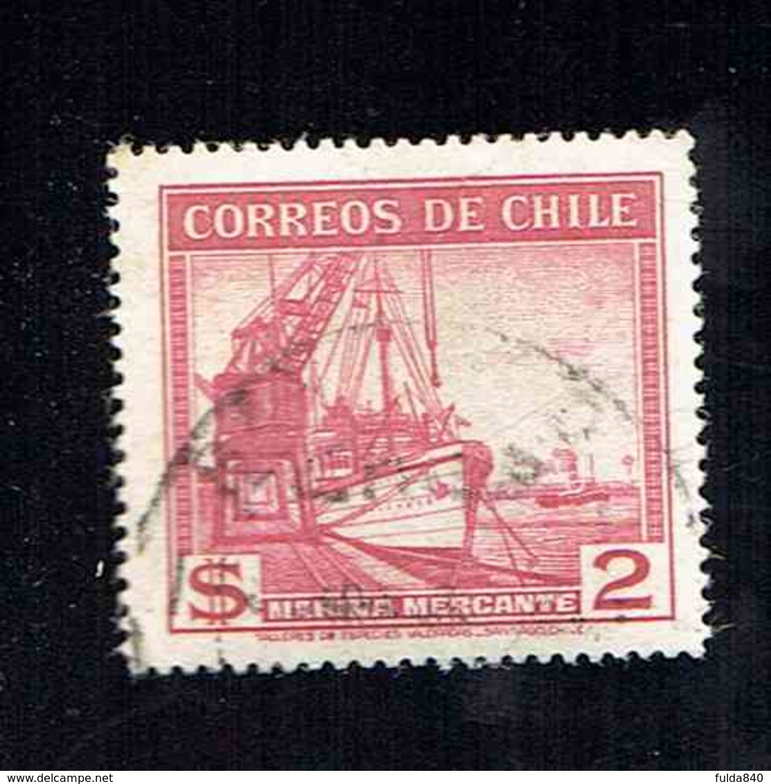 CHILI.(Y&T)   1938-40 - N°176  *Navire Marchand*   2p.  Obl - Chili