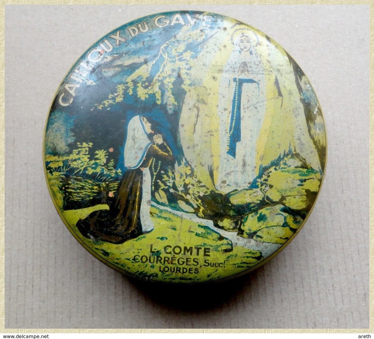 Ancienne Boite Tôle Bonbons Cailloux Du Gave - Ets Comte / Courreges Lourdes - Boîtes