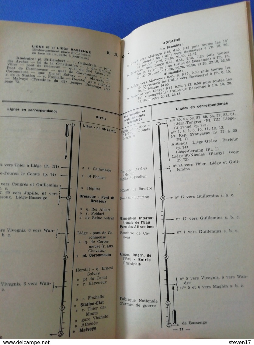 TRAMS / SNCV- PLAN DE LIÈGE ET DE LA BANLIEUE AVEC GUIDE DES TRAMWAYS ET TROLLEYBUS 1939 - Autres & Non Classés