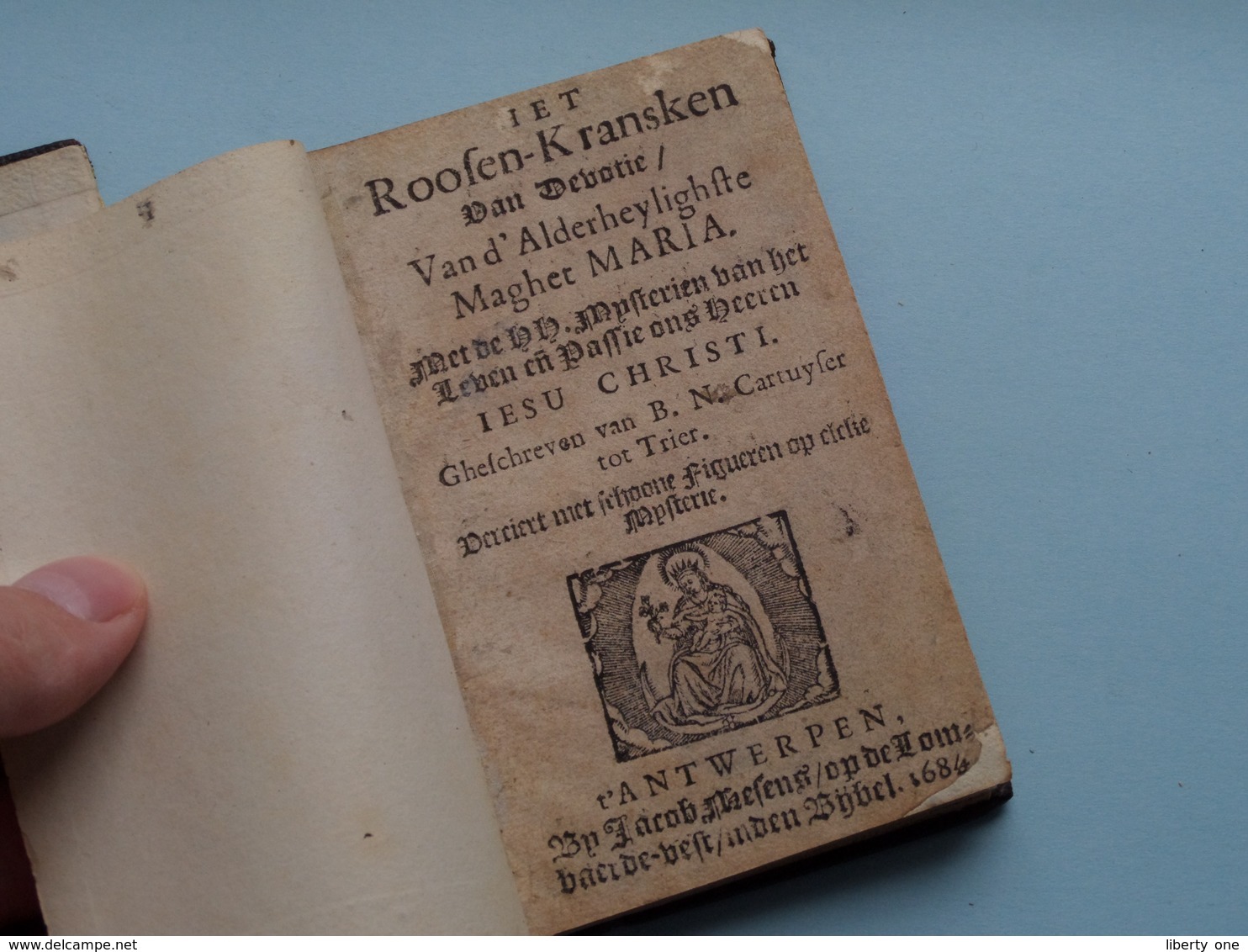 1684 > Het ROOZEN-KRANSKEN Van Devotie Van D'Alderheylighste Maghet MARIA ( +/- 11,5 X 7 Cm.) ( Zie / Voir Photo Svp ) ! - Antique