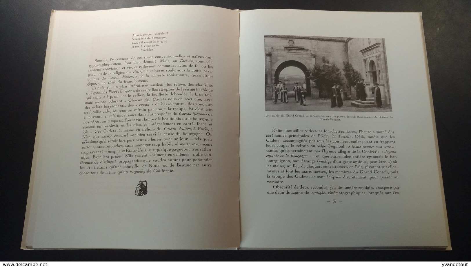 La Confrérie des Chevaliers du Tastevin. Historique - Scènes - Tableaux. Texte de Georges Rozet. Bourgogne. Vin 1937