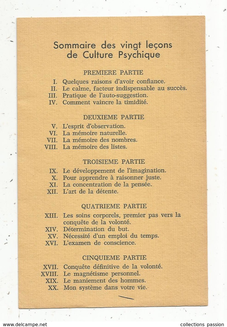 Mes 20 Leçons De Culture Psychique Par W.R. Borg , Livret I Sur V ,3 Scans , 1930,32 Pages, Frais Fr 2.25 E - Salud