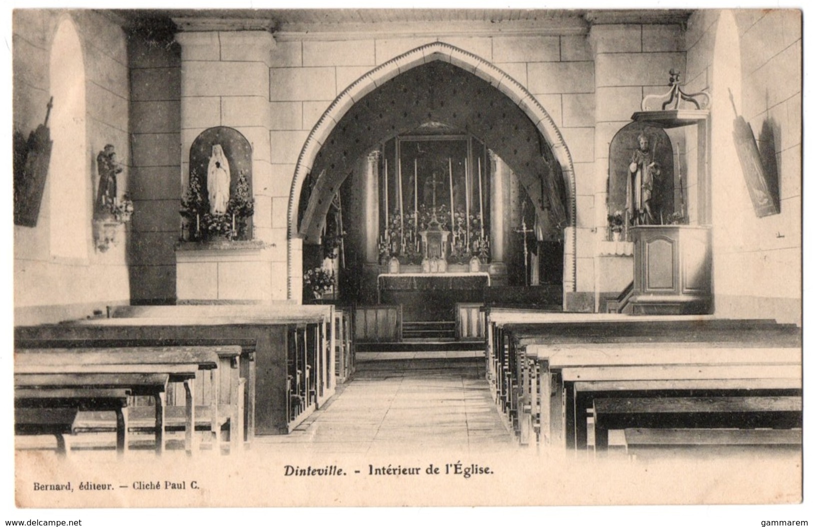 52 DINTEVILLE - Interieur De L'église - Cpa Haute Marne - Autres & Non Classés