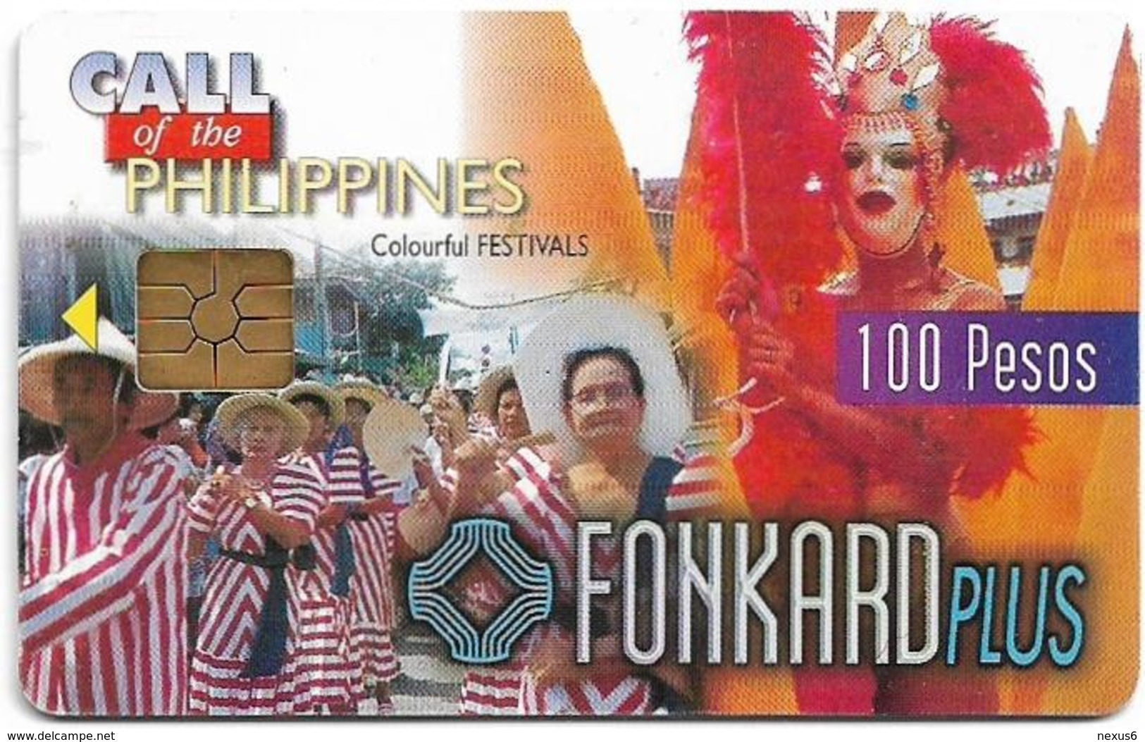 Philippines - PLDT (Chip) - Colourful Festivals - Exp.31.10.1999, Chip GEM2 Red, 100₱, Used - Filippine