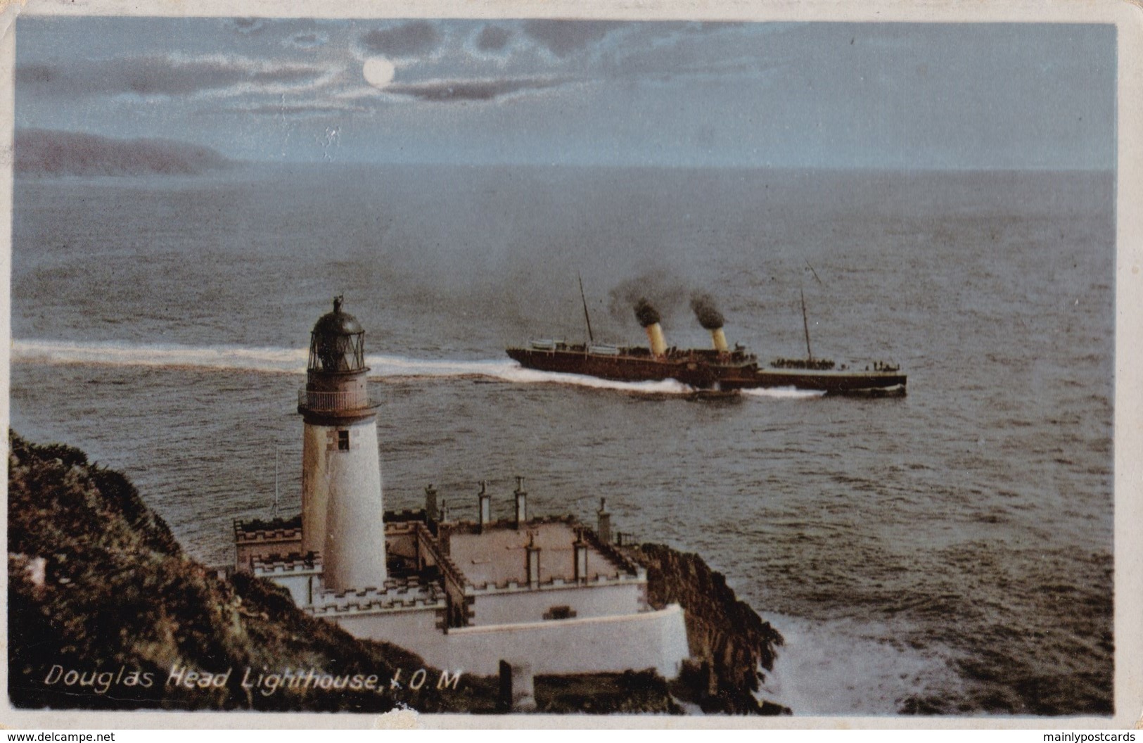 AL72 Douglas Head Lighthouse, I.O.M. - RPPC, Ship - Isle Of Man