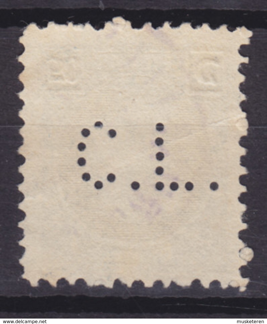 Belgium Perfin Perforé Lochung 'C.L.' Credit Lyonnais Mi. 166C, 50c. Albert I. Stamp Perf. 11x11½ (2 Scans) - 1909-34