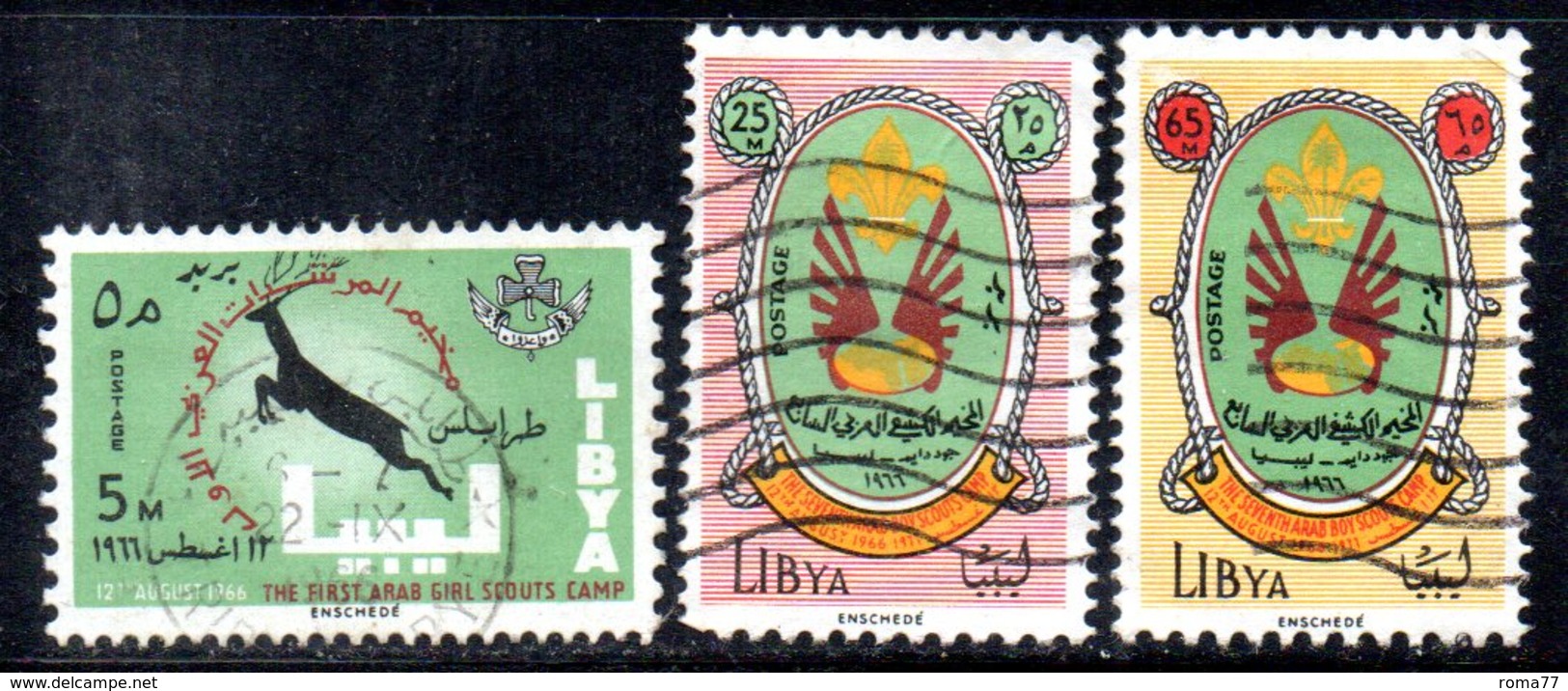 APR2310 - LIBIA LYBIA 1966 , Serie Yvert  N. 293/295  Usata. SCOUT - Libia