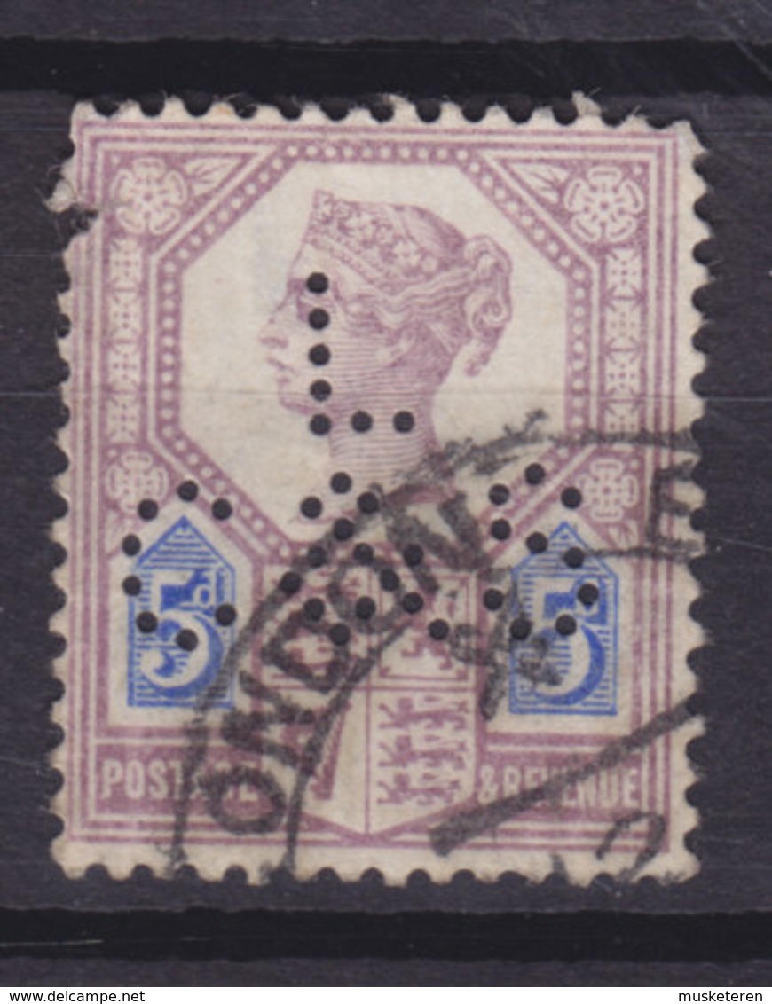 Great Britain Perfin Perforé Lochung 'L C&S' Mi. 93, 5d. Victoria Stamp LONDON Cancel (2 Scans) - Perfins