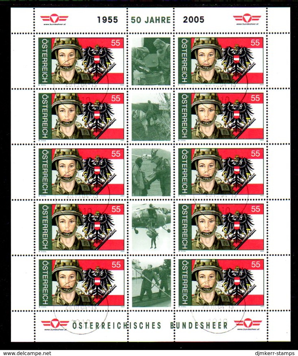 AUSTRIA 2004 Federal Army Anniversary Sheetlet, Cancelled.  Michel 2503 Kb - Blocs & Feuillets