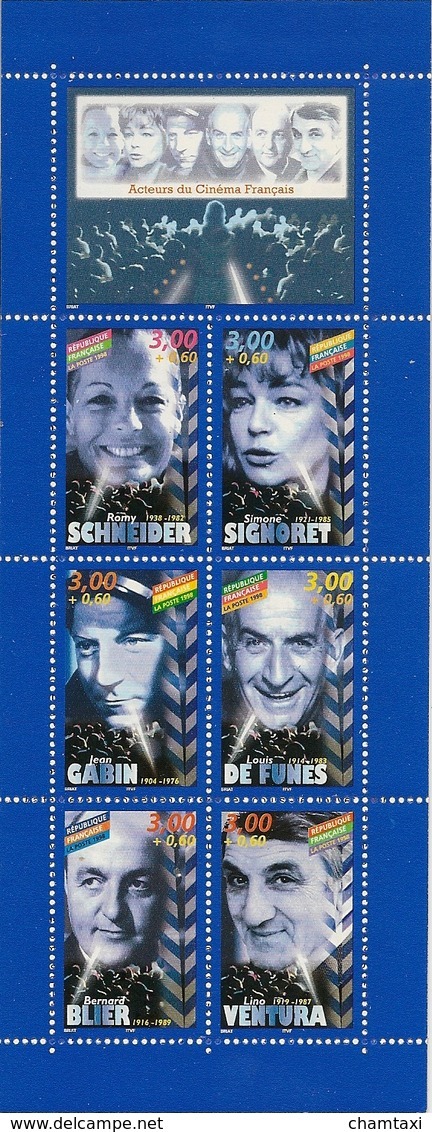 FRANCE 1998 BC 3193 PERSONNAGE CELEBRES ACTEURS CINEMA FRANCAIS ROMY SCHNEIDER SIMONE SIGNORET JEAN GABIN LOUIS DE FUNES - Personaggi