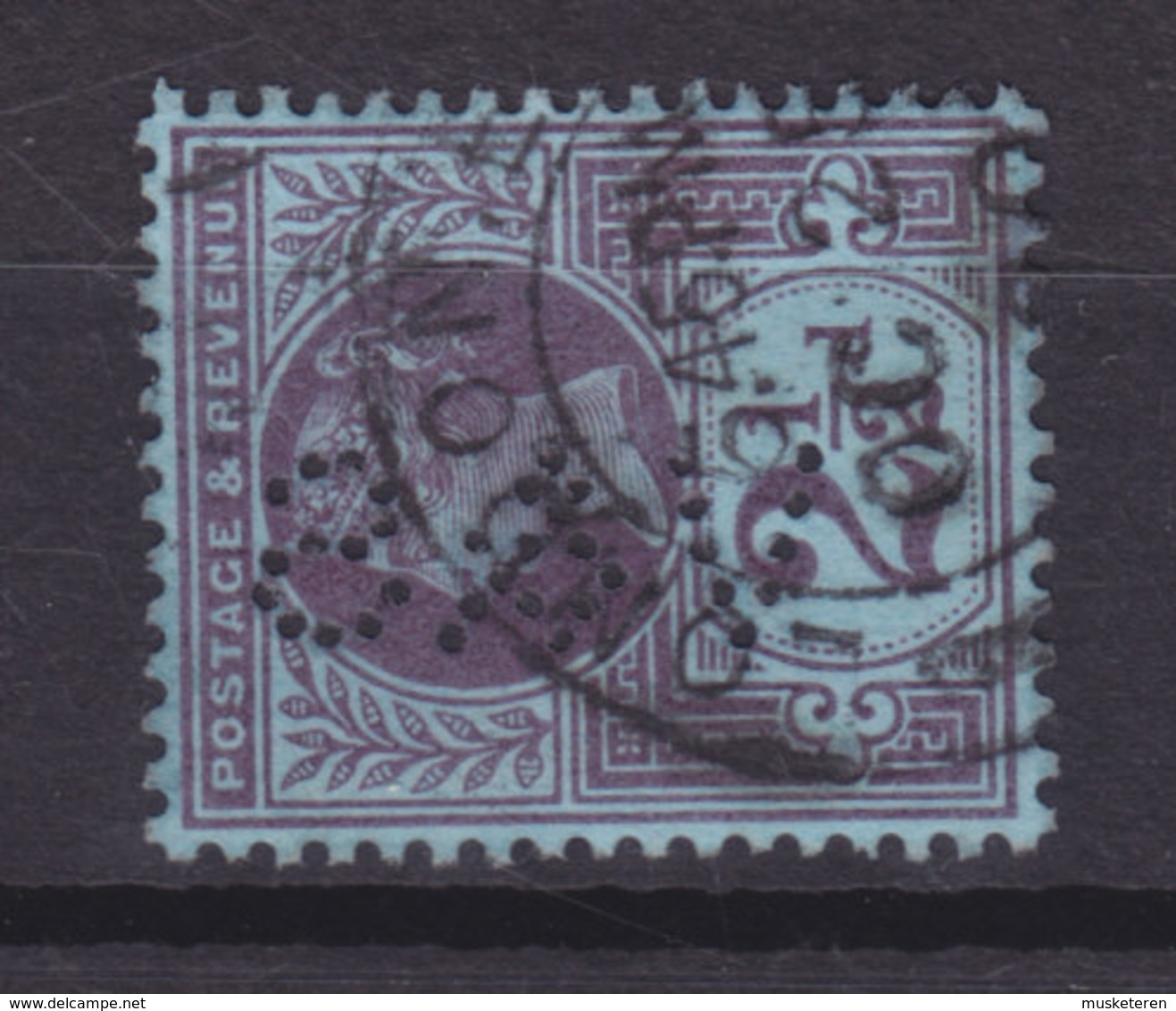 Great Britain Perfin Perforé Lochung 'V&S' Mi. 89, 2½d. Victoria Stamp LONDON Cancel (2 Scans) - Gezähnt (perforiert)