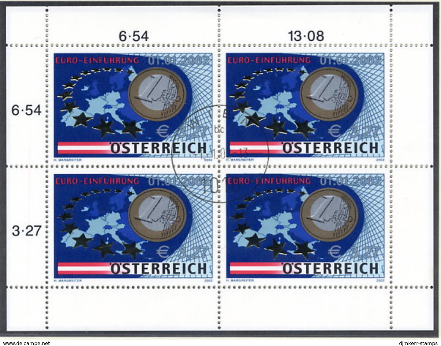 AUSTRIA 2002 Introduction Of Euro Currency Sheetlet, Cancelled.  Michel 2368 Kb - Blocks & Sheetlets & Panes