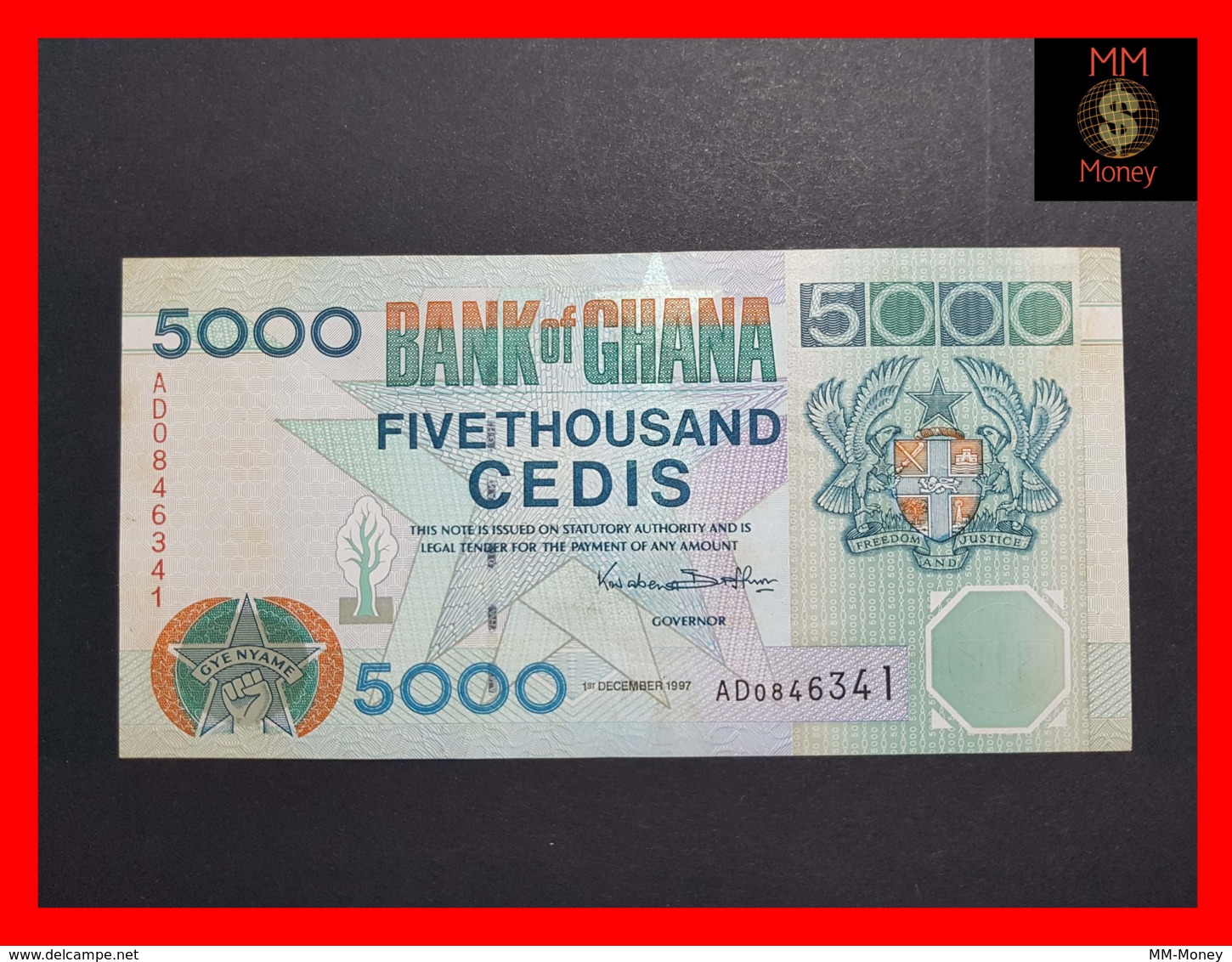 GHANA 5.000 5000 CEDIS  1.12.1997 P. 34 B  VF+ - Ghana