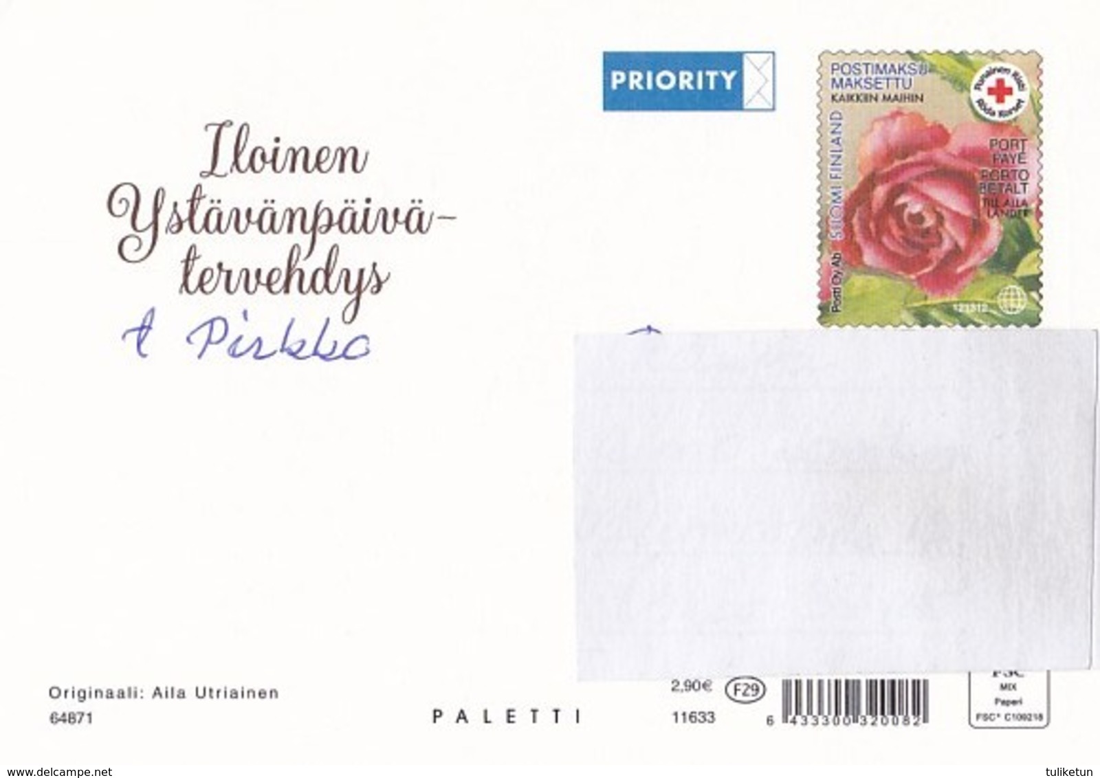 Postal Stationery - Girl Holding Roses - Flowers - Happy Valentine's Day - Red Cross 2019 - Suomi Finland - Postage Paid - Entiers Postaux