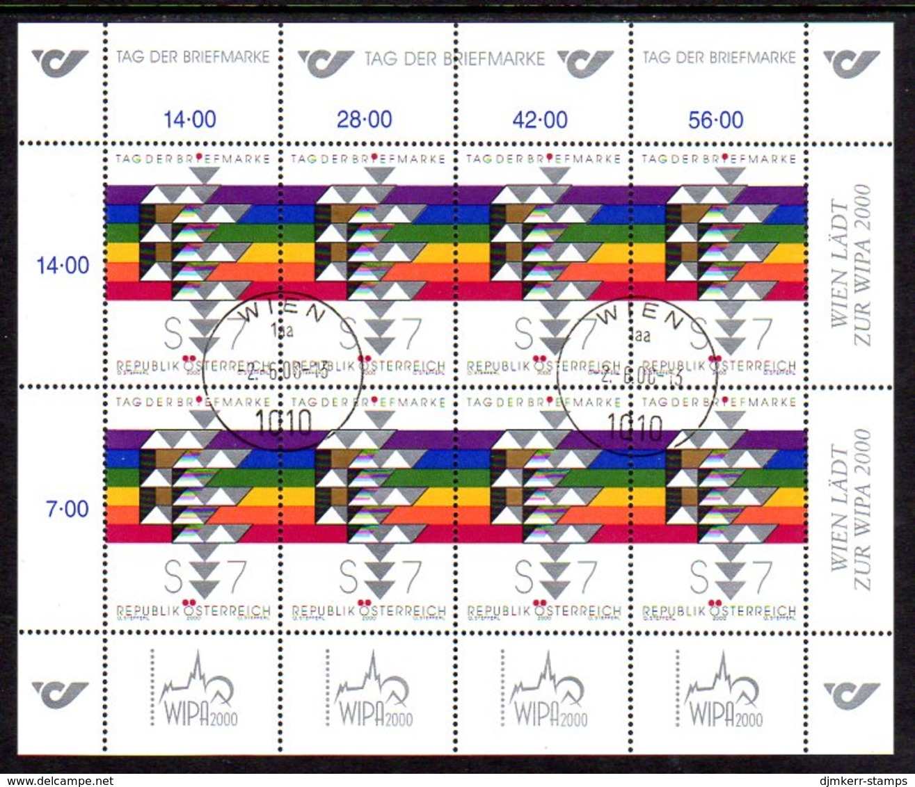 AUSTRIA 2000 Stamp Day Sheetlet, Cancelled.  Michel 2315 Kb - Blocks & Kleinbögen