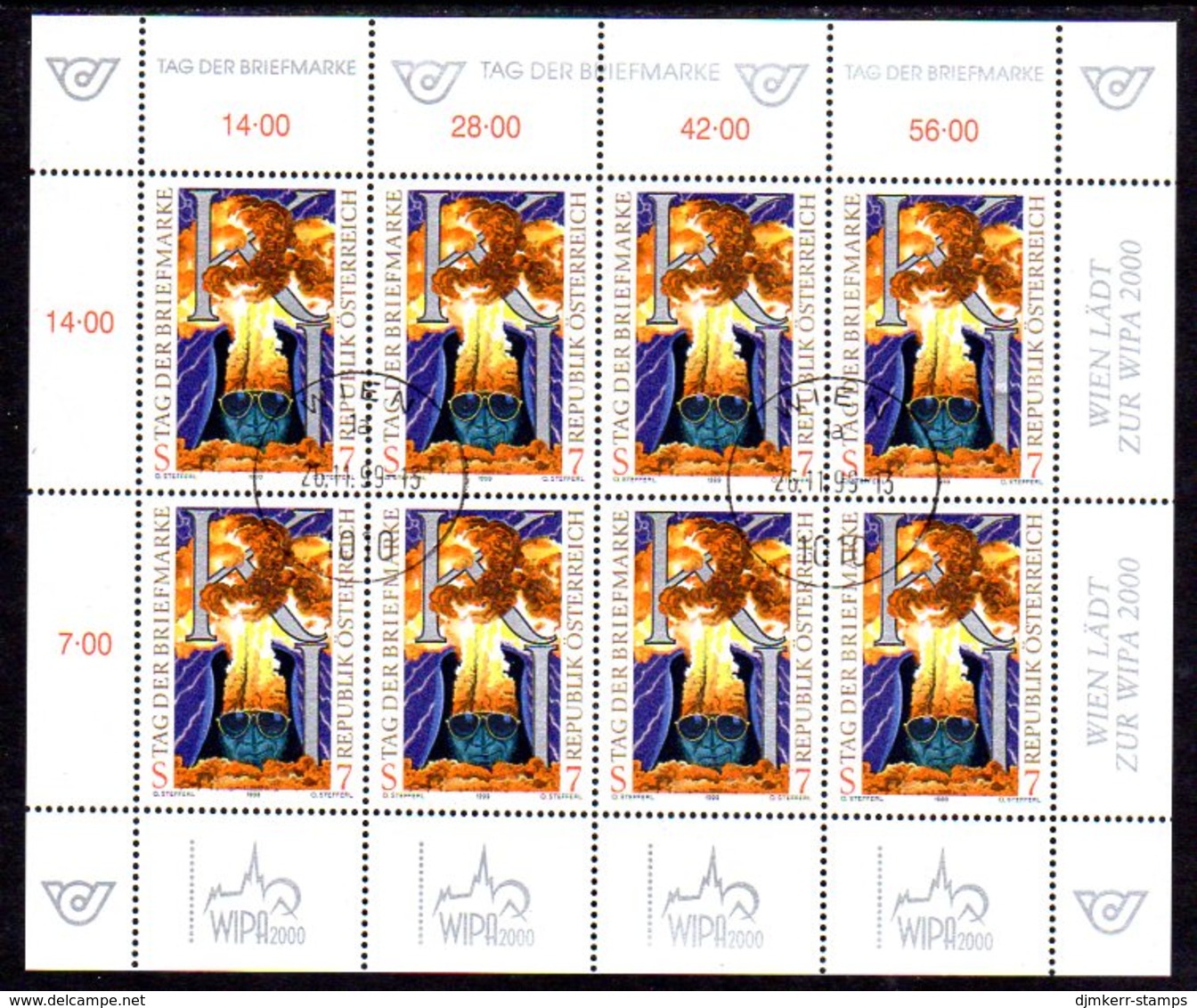 AUSTRIA 1999 Stamp Day Sheetlet, Cancelled.  Michel 2289 Kb - Blocks & Sheetlets & Panes