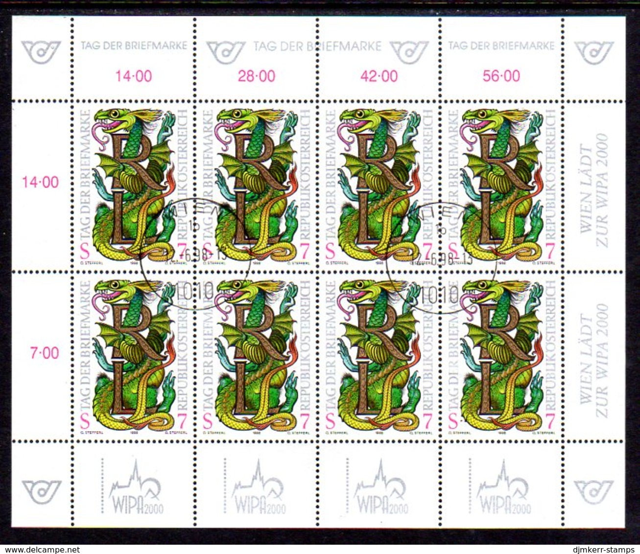 AUSTRIA 1998 Stamp Day Sheetlet, Cancelled.  Michel 2260 Kb - Blocs & Feuillets