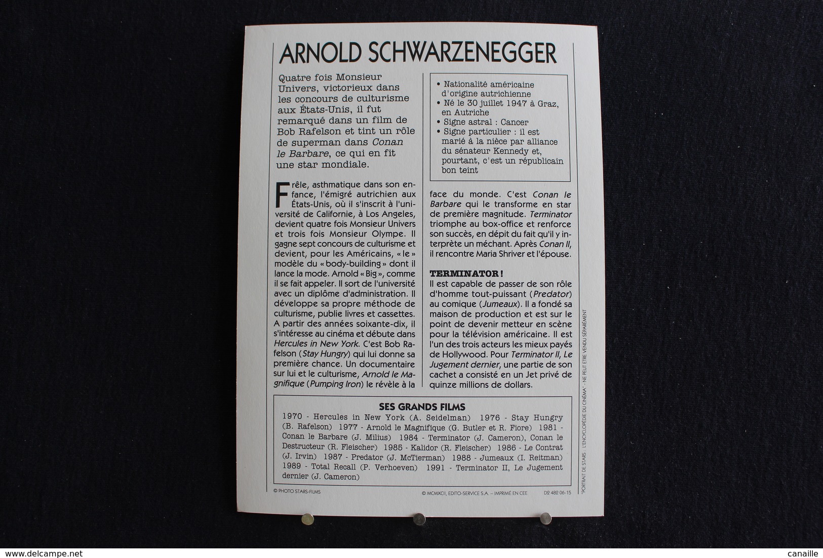 Sp-Acteur, 1985 - Arnold Schwarzene Culturiste Et Homme Politique Austro-américain, Né En 1947 à Thal(Autriche). - Acteurs