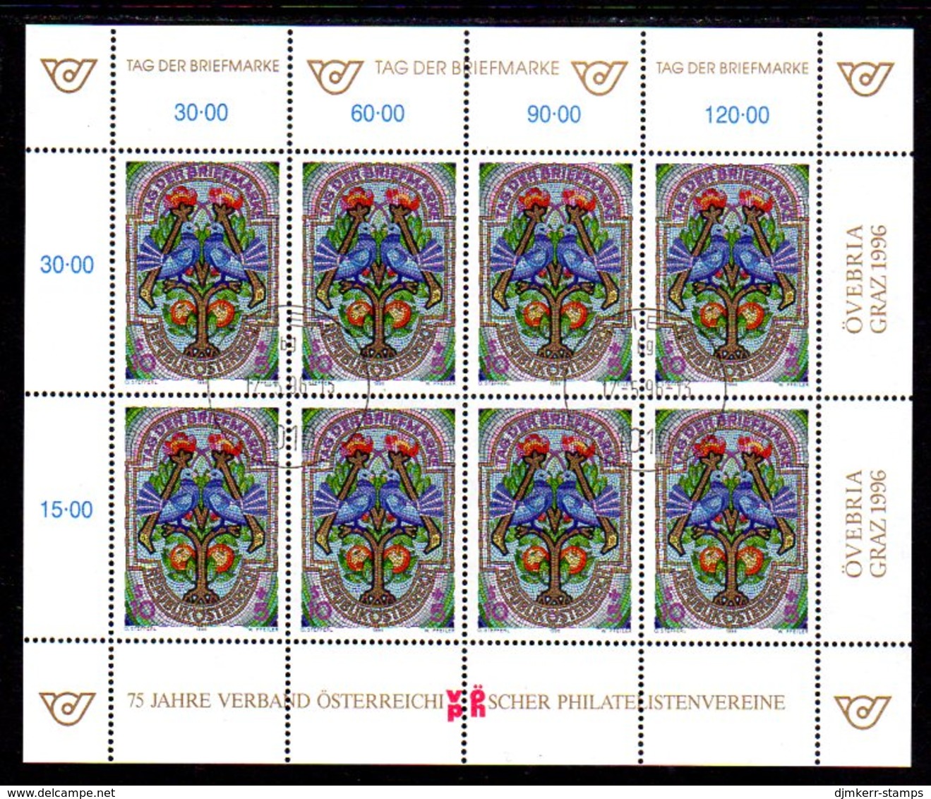 AUSTRIA 1996 Stamp Day Sheetlet, Cancelled.  Michel 2187 Kb - Blocks & Kleinbögen