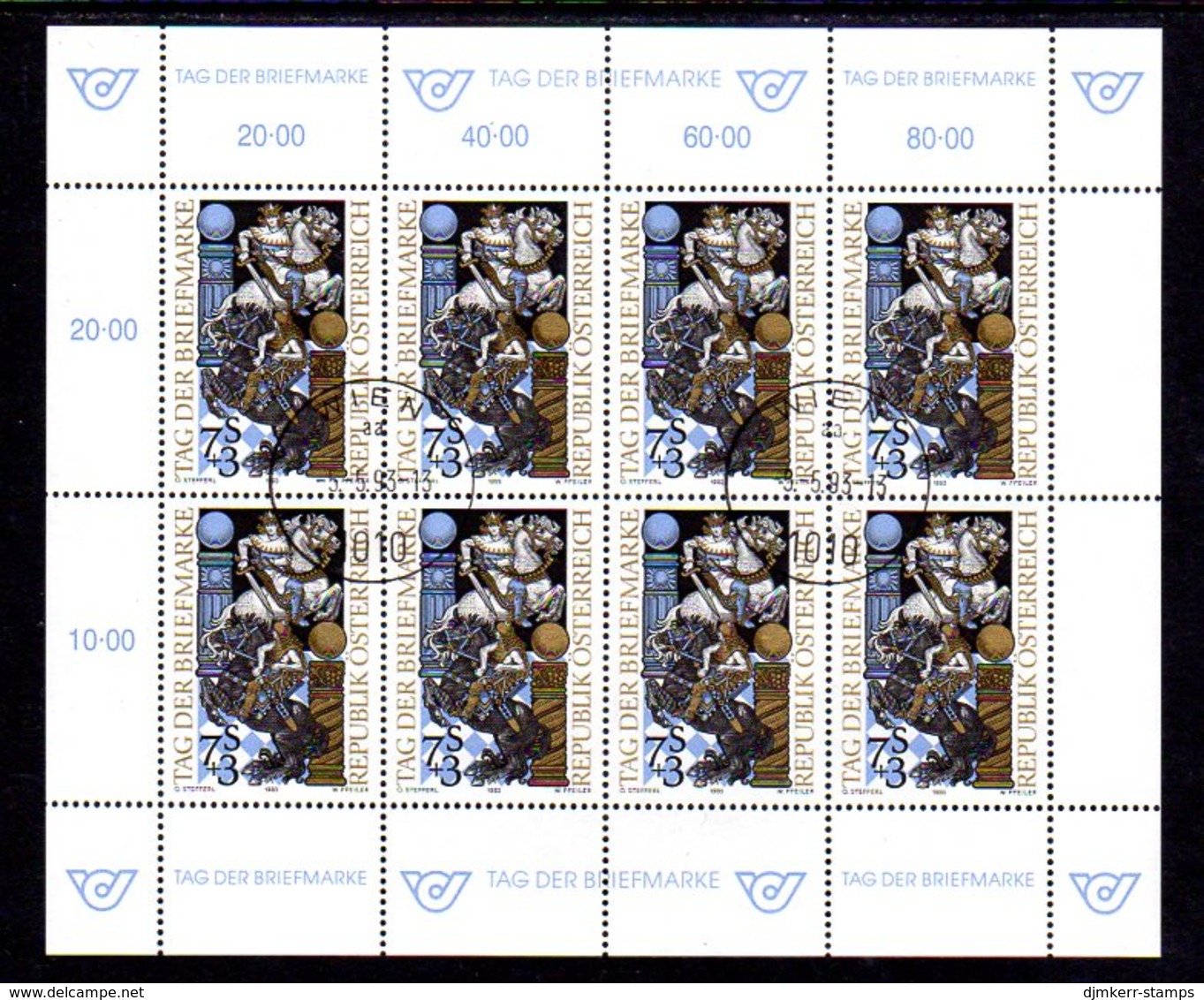 AUSTRIA 1993 Stamp Day Sheetlet, Cancelled.  Michel 2097 Kb - Blocs & Feuillets
