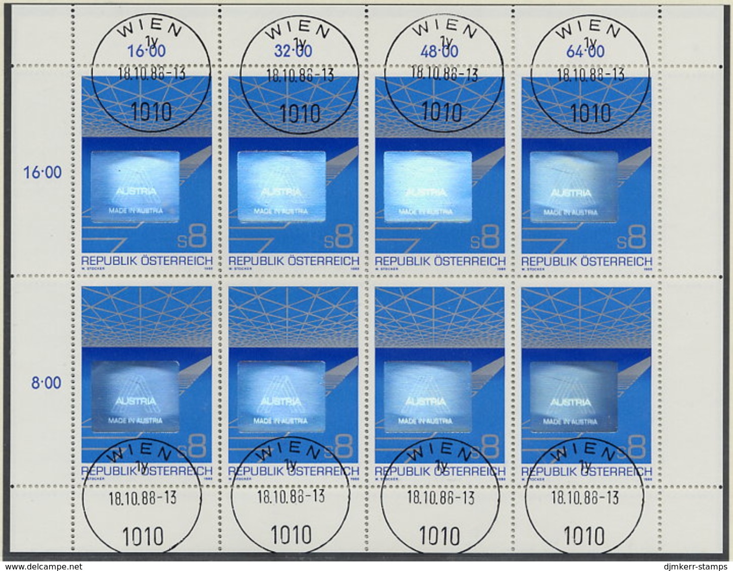 AUSTRIA 1988 Austrian Exports Sheetlet, Cancelled.  Michel 1936 Kb - Blokken & Velletjes